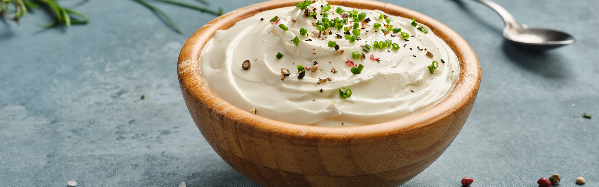 Cream cheese em uma linha Set de iogurte