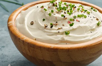 Queso crema en una línea de yogur Set